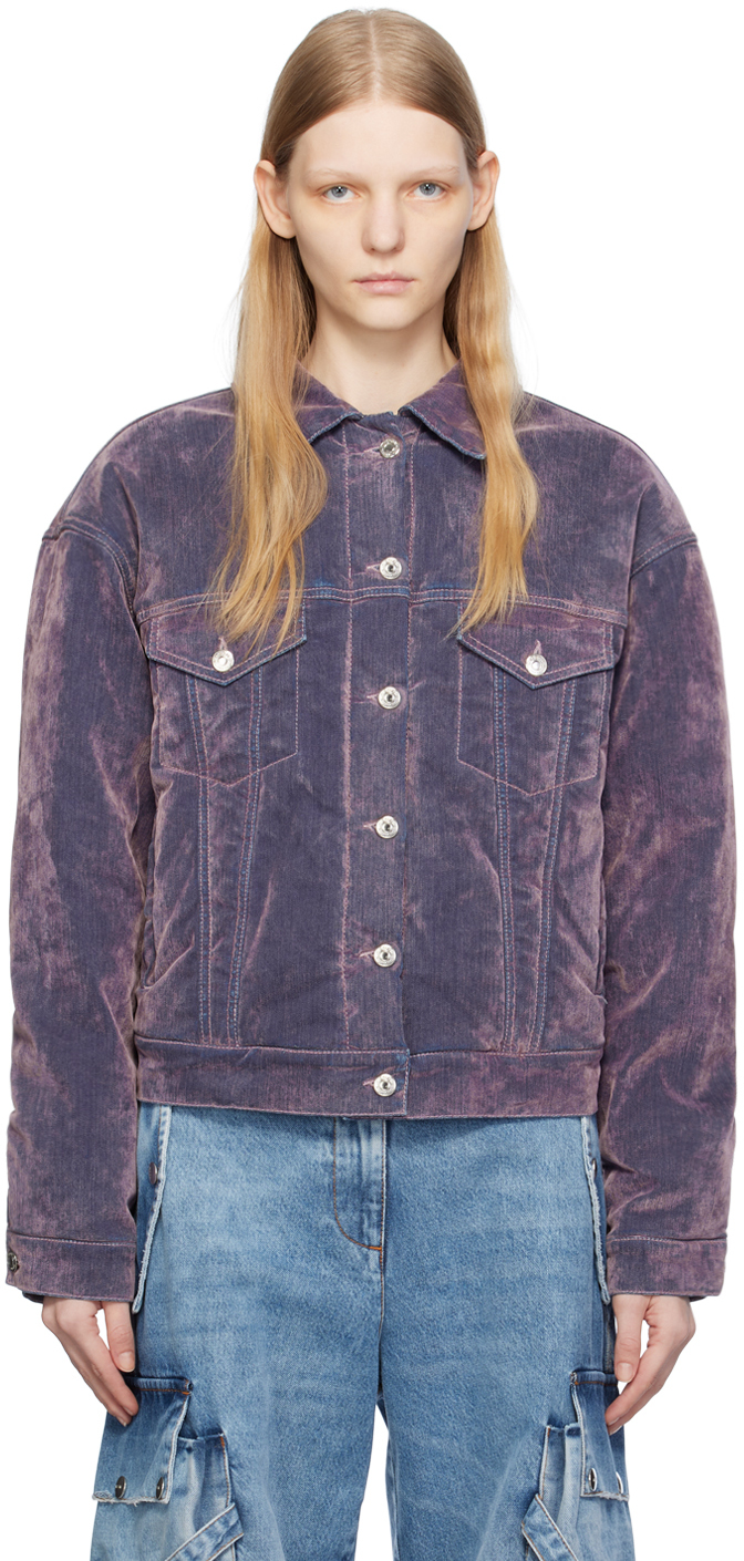 MSGM - Purple Flocked Denim Jacket