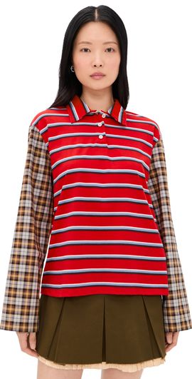 MSGM MSGM Stripe Long Sleeve Top Red