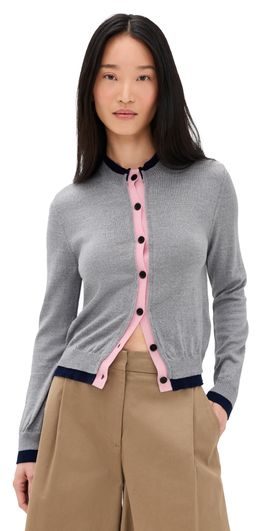 MSGM MSGM Trim Wool Cardigan Grey/Blue/Pink