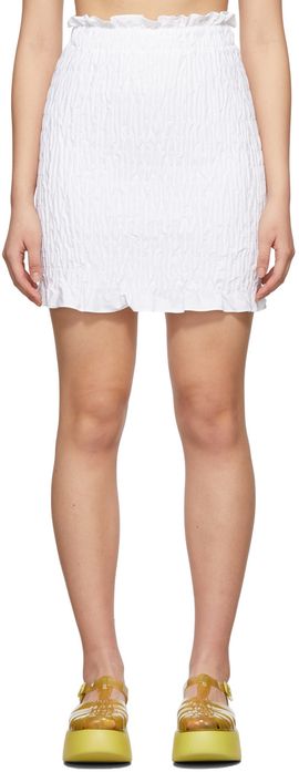 MSGM MSGM White Stretch Ruched Skirt