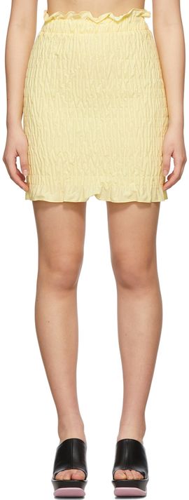 MSGM MSGM Yellow Stretch Ruched Skirt