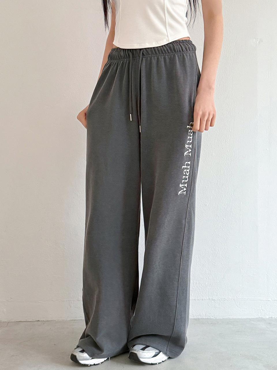 muahmuah Logo Pigment Wide Banding Pants [2color]