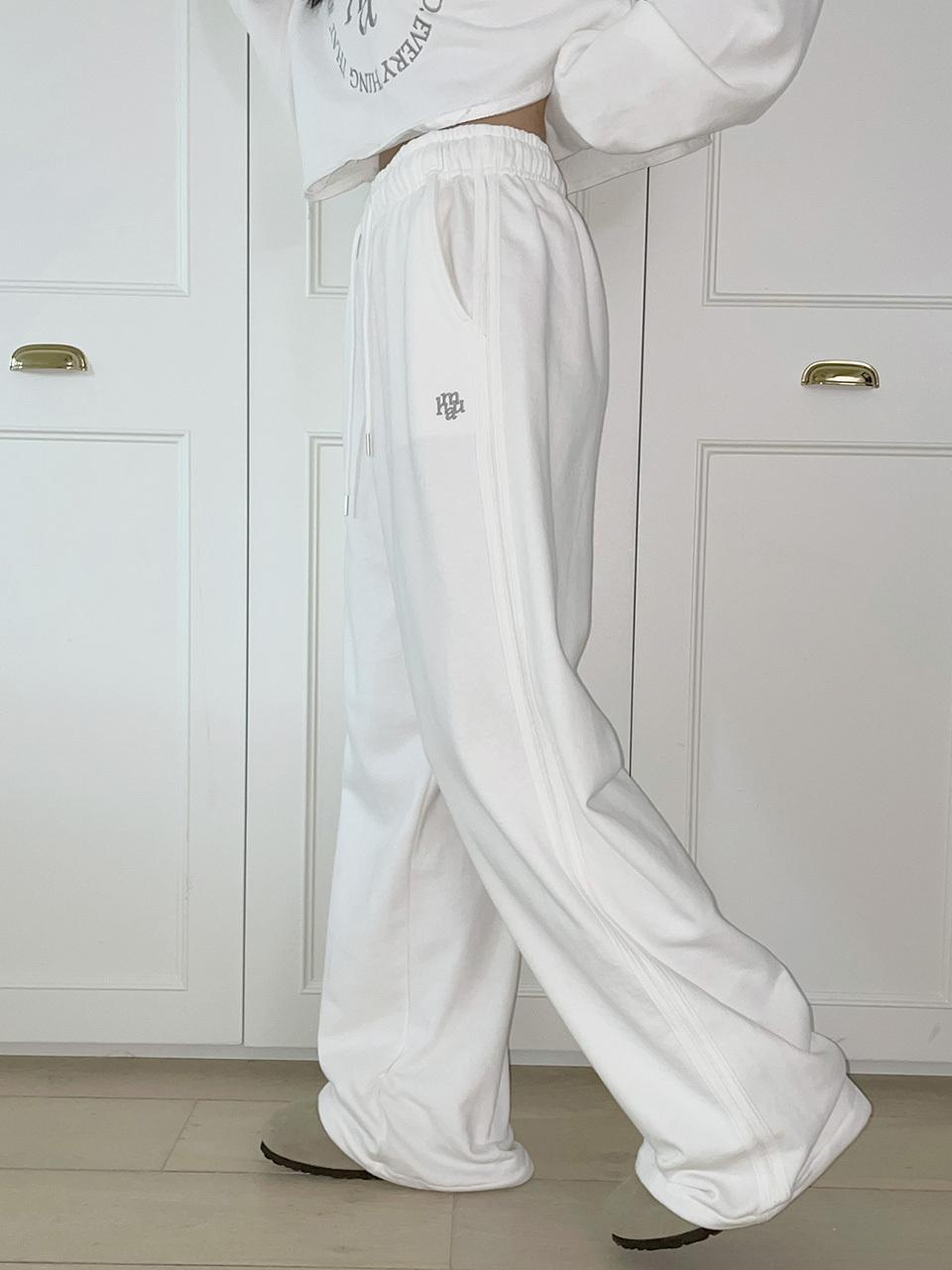 muahmuah Logo Stitch Line Wide Banding Pants [2 colors]