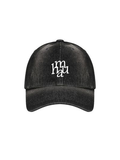 muahmuah Logo Stitched Washed Denim Ball Cap