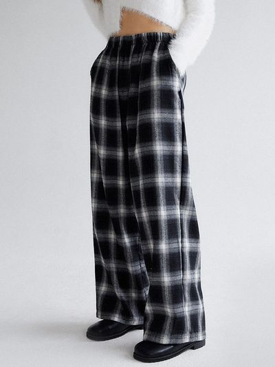 muahmuah [S, M] Mua Check Wide Banding Pants