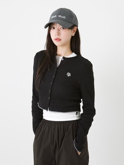 muahmuah Stitch Logo Jacquard Knit Cardigan
