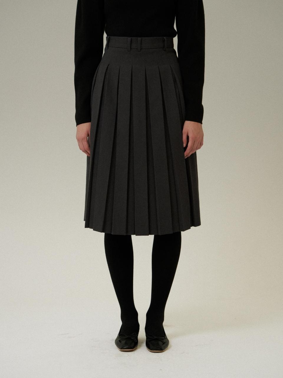 MUARMUS Berlin Pleated Wool Skirt [Gray]