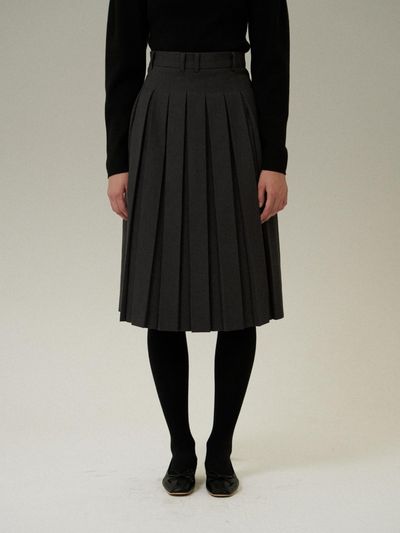 MUARMUS Berlin Pleated Wool Skirt [Gray]