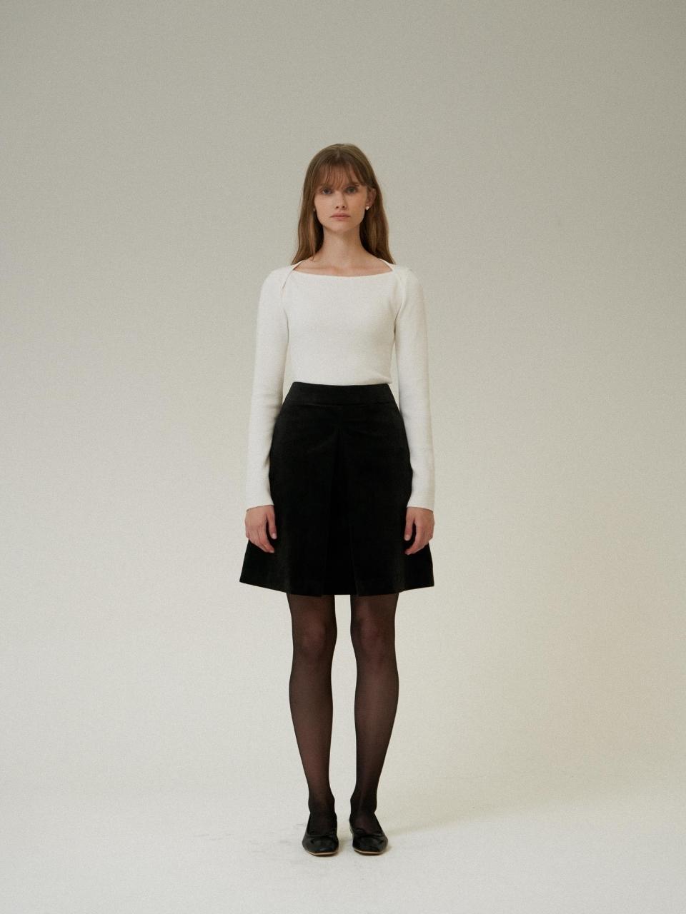 MUARMUS Jain Velvet Midi Skirt [Black]