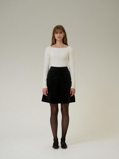 MUARMUS Jain Velvet Midi Skirt [Black]