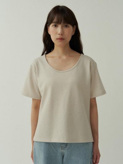 MUARMUS Line Wool T shirt [Beige]