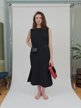 MUARMUS Pin-tuck Straight Elegant Dress [Black]