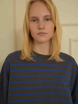 MUARMUS Plain Striped Sweatshirt [Gray]