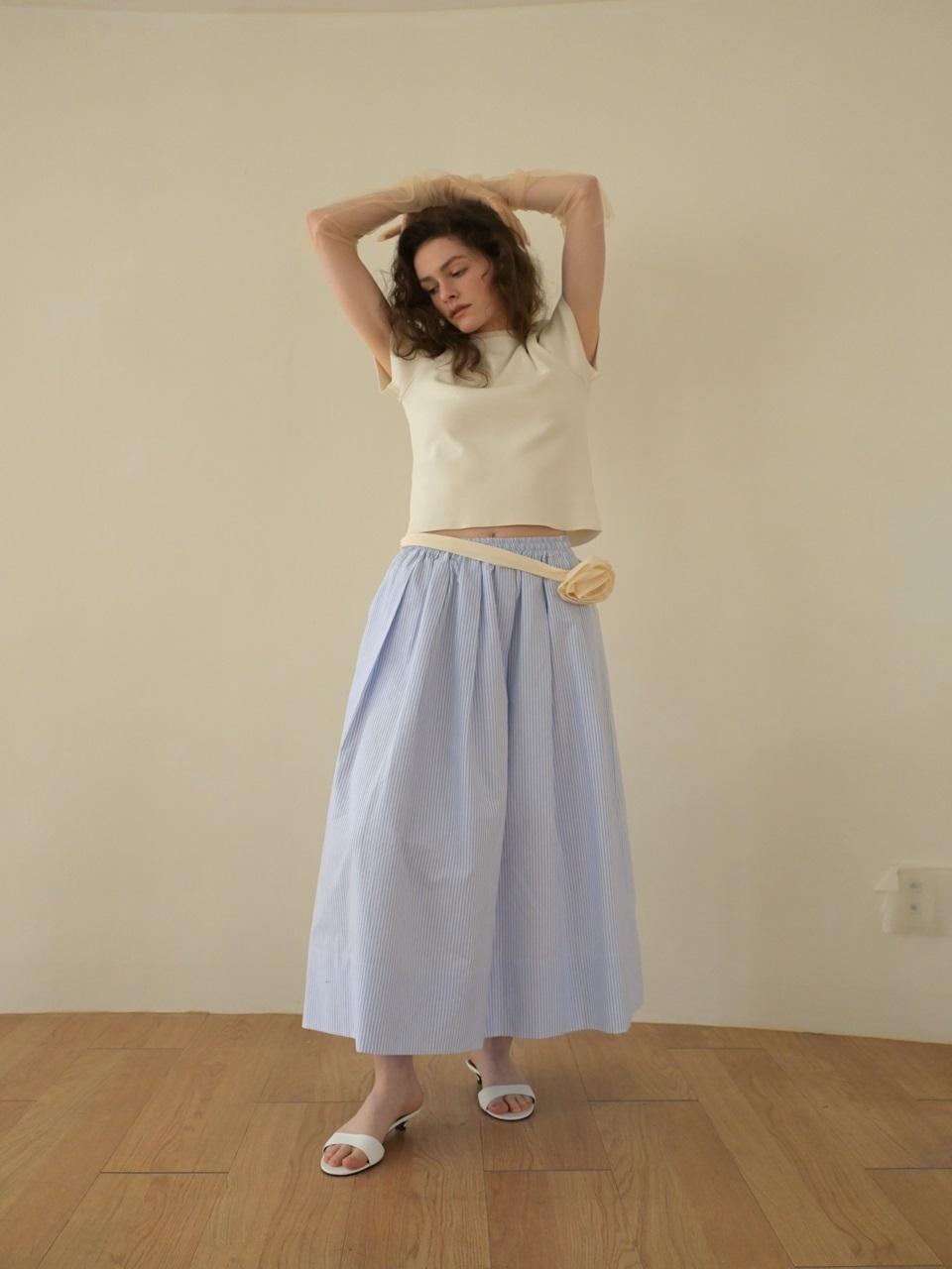 MUARMUS Pola Stripe Cotton Skirt_Sky Blue