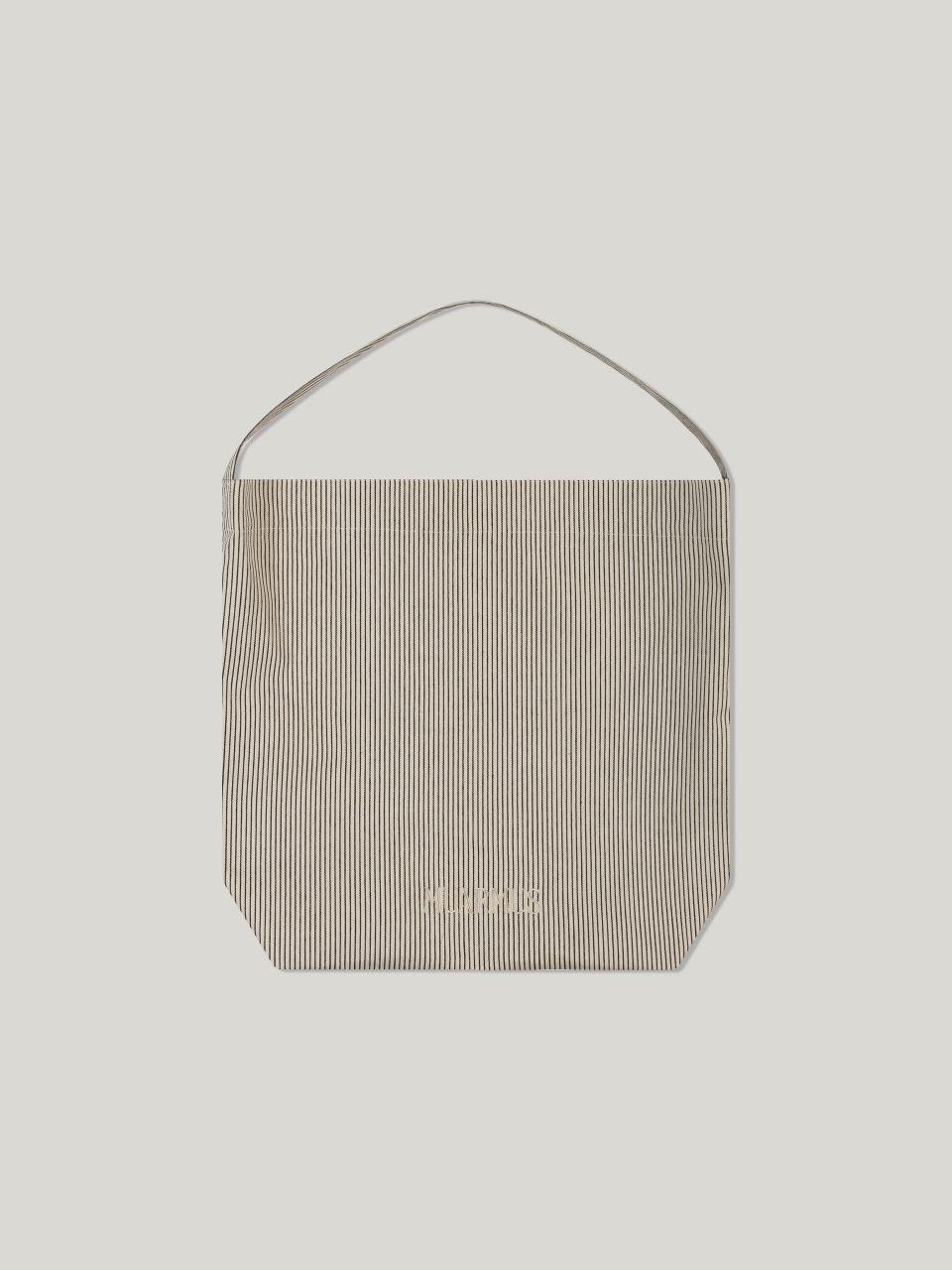 MUARMUS Striped Coated Cotton Shoulder Canvas Bag [beige]