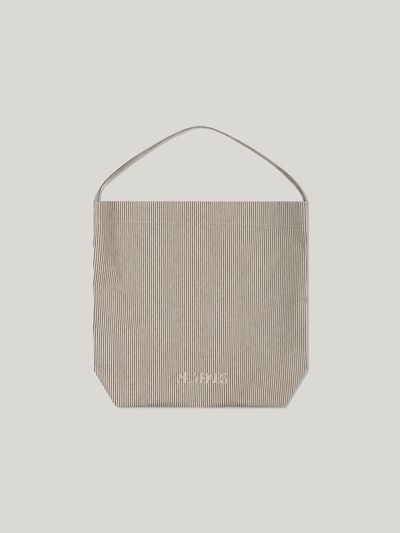 MUARMUS Striped Coated Cotton Shoulder Canvas Bag [beige]