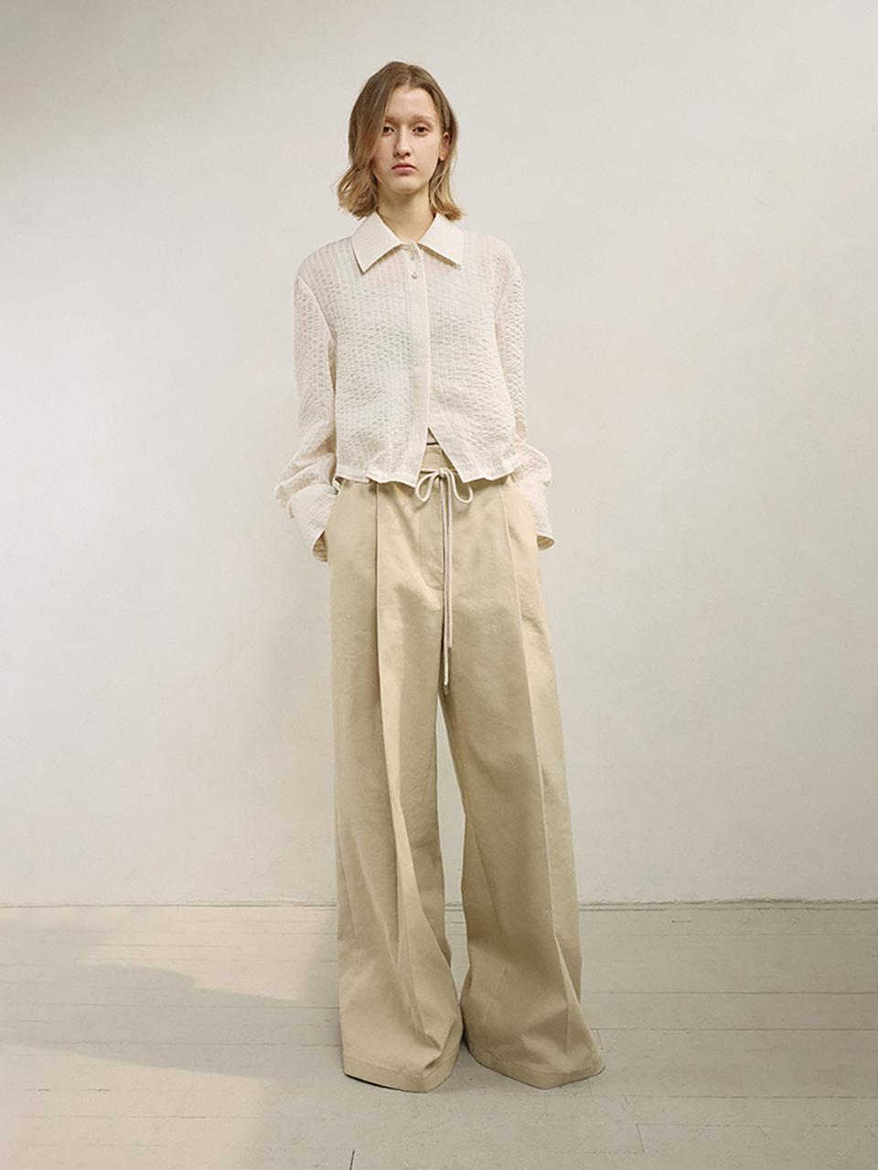 mu:arvo Back Banding Wide Pants [Beige]