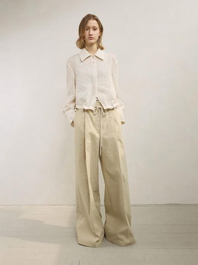 mu:arvo Back Banding Wide Pants [Beige]