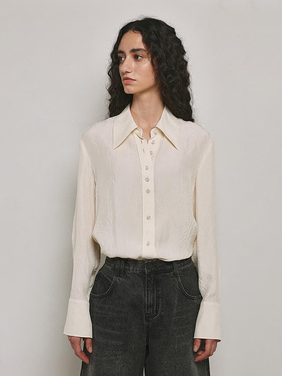 mu:arvo Crinkle Gloss Blouse [Cream]