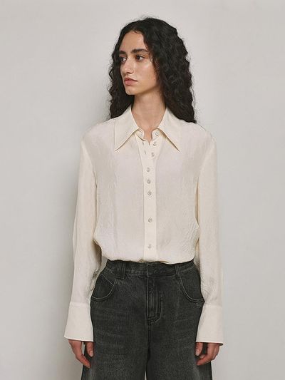 mu:arvo Crinkle Gloss Blouse [Cream]
