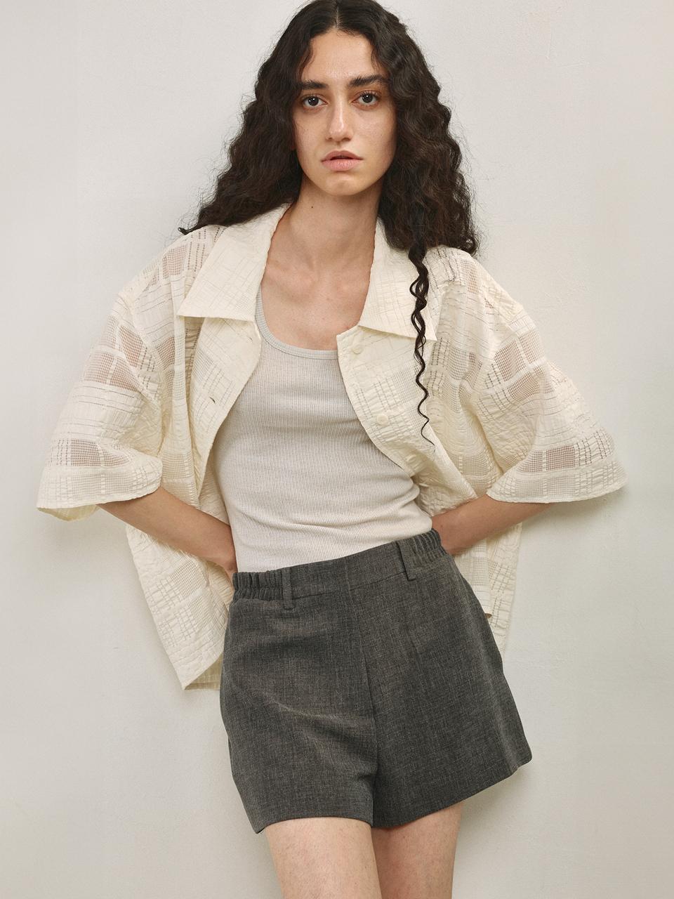 mu:arvo Elastic Back Mini Shorts [Melange Grey]