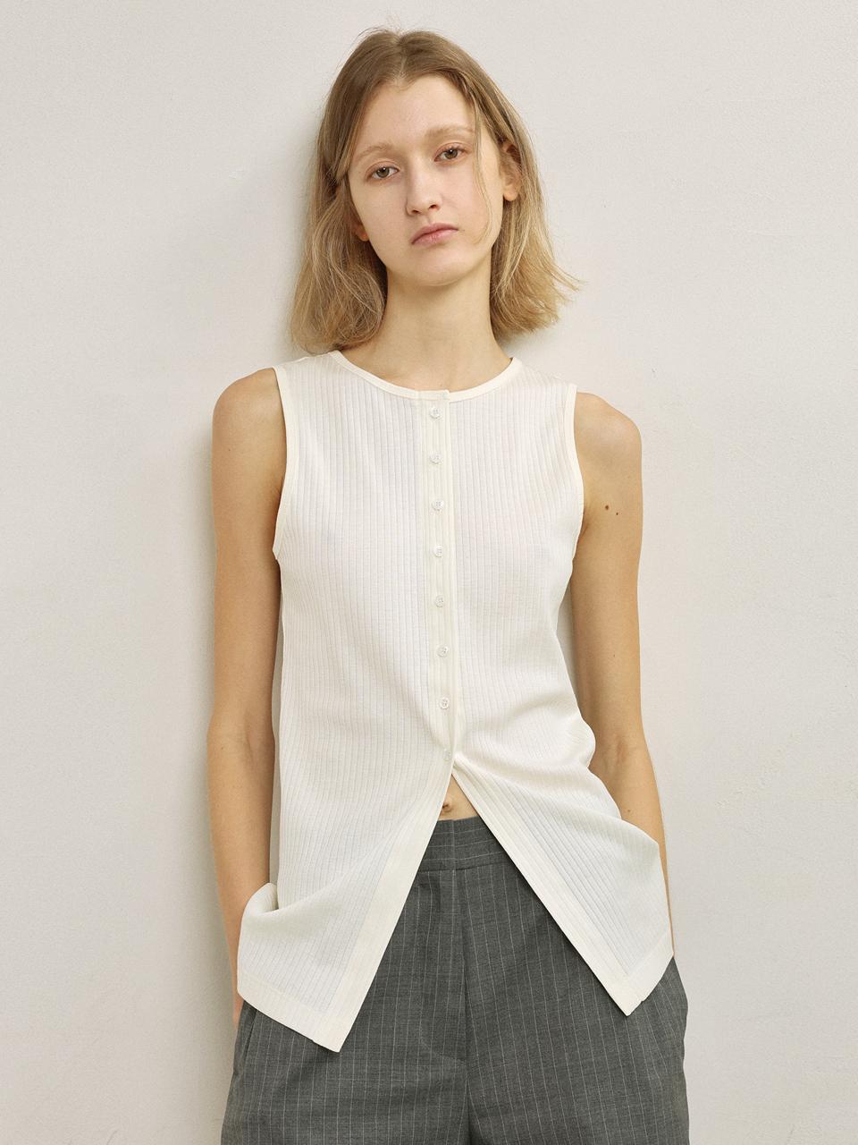 mu:arvo Fake Front Sleeveless Top [Ivory]