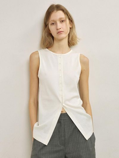 mu:arvo Fake Front Sleeveless Top [Ivory]