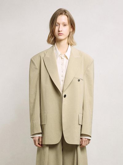 mu:arvo Oversized One-Buttoned Blazer [Beige]
