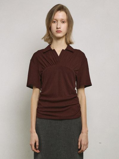 mu:arvo Ripple Collar T-Shirt [Brown]