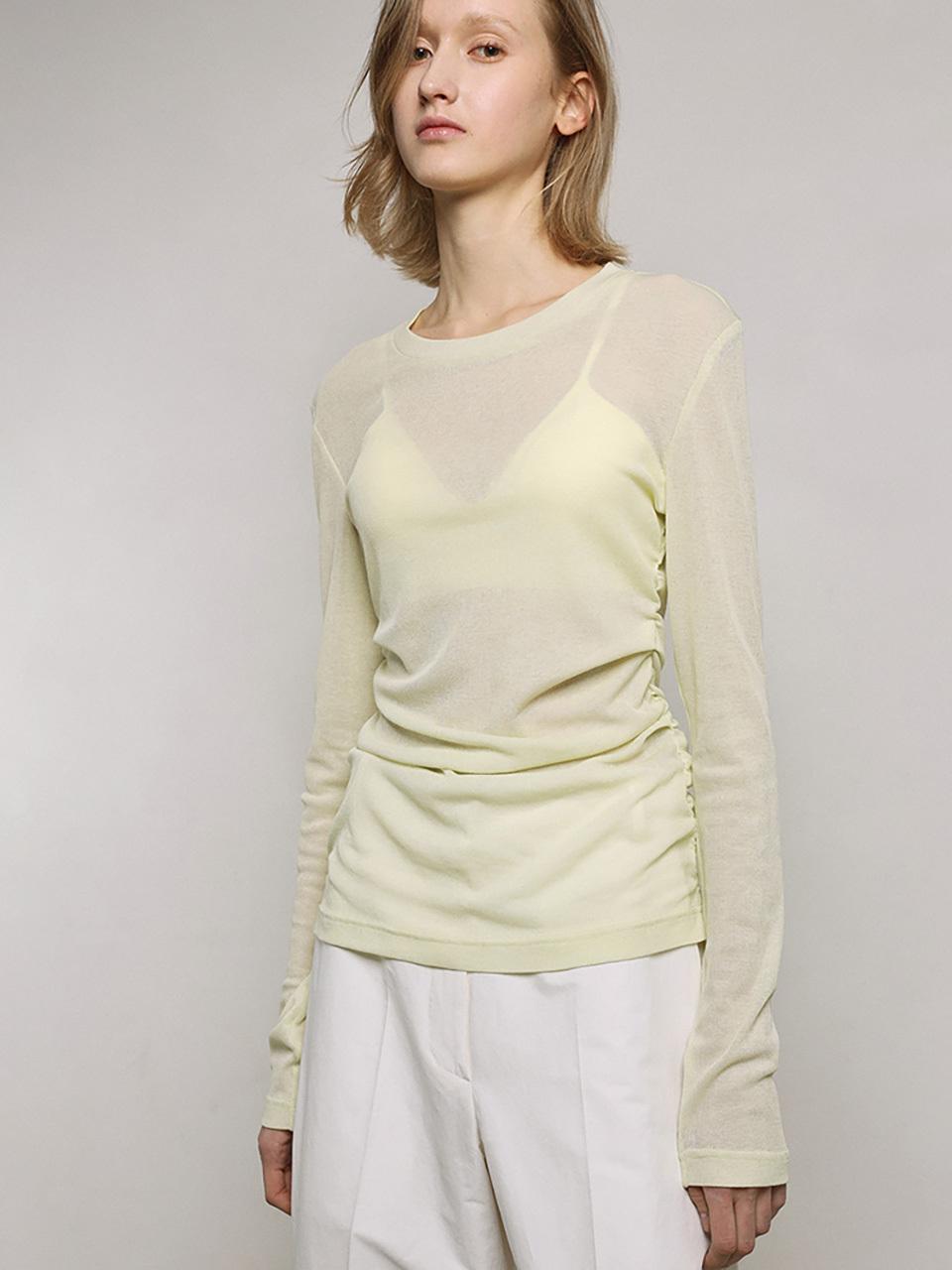 mu:arvo Sheer Ribbed Flirt T-Shirt [Soft Yellow]