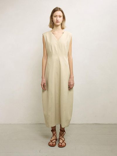 mu:arvo Sleeveless Voluminous Dress [Beige]