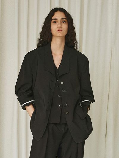 mu:arvo Summer Oversized Single-Breasted Blazer [Black]
