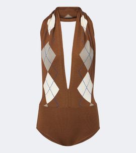 Mugler Mugler Argyle virgin wool bodysuit