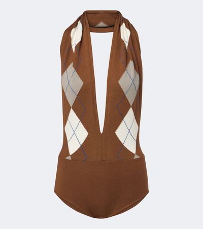 Mugler Mugler Argyle virgin wool bodysuit
