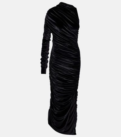 Mugler Mugler Asymmetric velvet jersey maxi dress