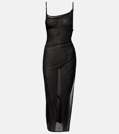 Mugler Mugler Asymmetrical sheer maxi dress
