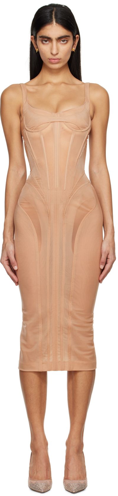 mugler midi dress Mugler Sunset Sees Midi Dress | Brown