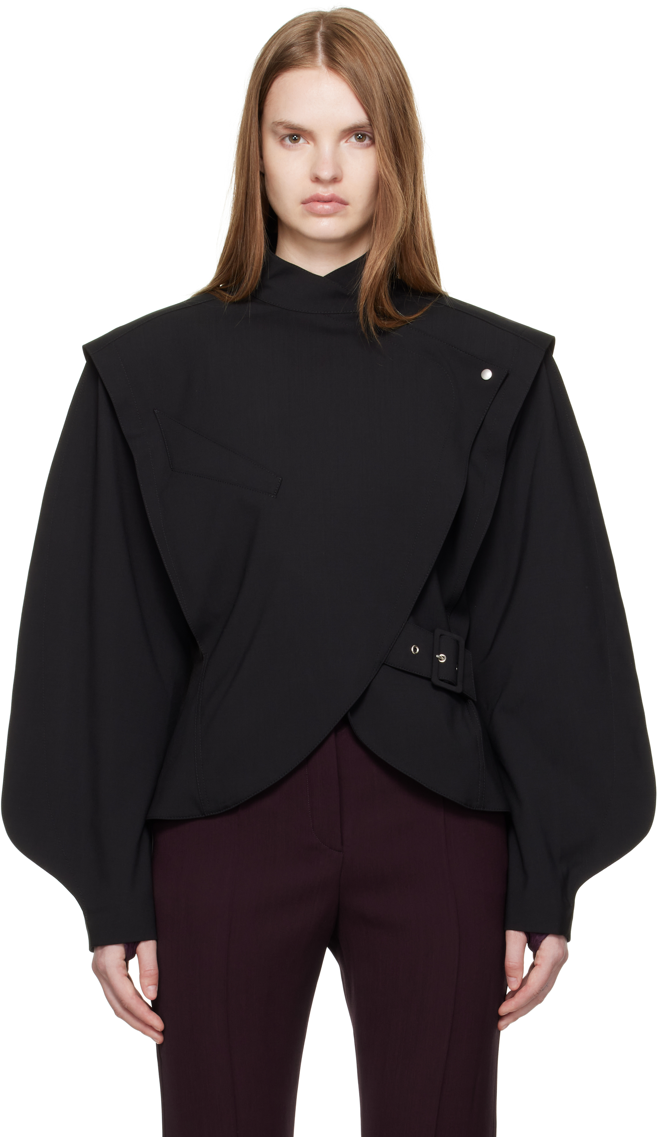 Mugler - Black Asymmetric Officer Jacket