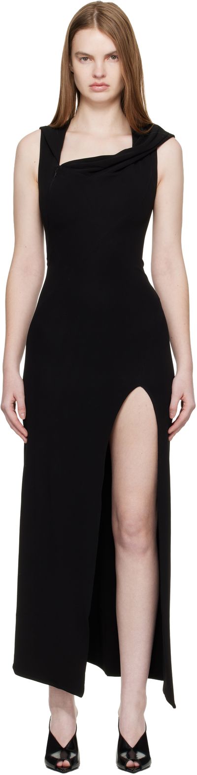 Mugler Mugler Black Hooded Sleeveless Maxi Dress