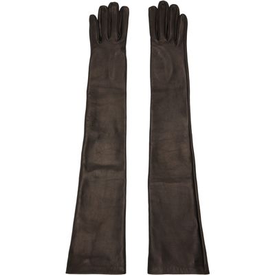 Mugler Mugler Black Long Leather Gloves
