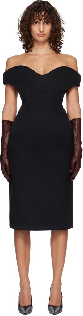 Mugler Mugler Black Sculptural Midi Dress