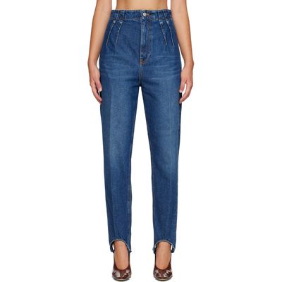Mugler Mugler Blue Washed Denim Cigarette Stirrup Jeans