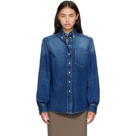 Mugler Mugler Blue Washed Denim Power Shirt