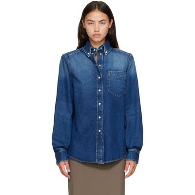 Mugler Mugler Blue Washed Denim Power Shirt