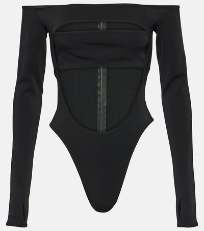 Mugler Mugler Circle off-shoulder cutout bodysuit