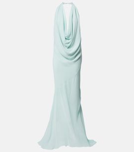Mugler Mugler Draped sheer silk crÃªpe georgette gown