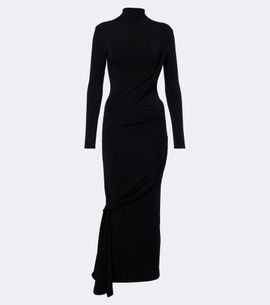 Mugler Mugler Draped wool-blend jersey midi dress