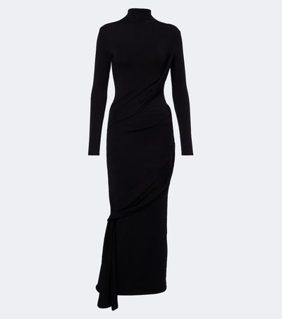 Mugler Mugler Draped wool-blend jersey midi dress