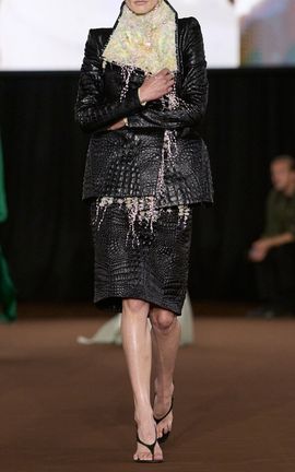 MUGLER MUGLER EmbossedCroc KneeLength Skirt