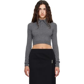 Mugler Mugler Grey Cashmere Cropped Polo